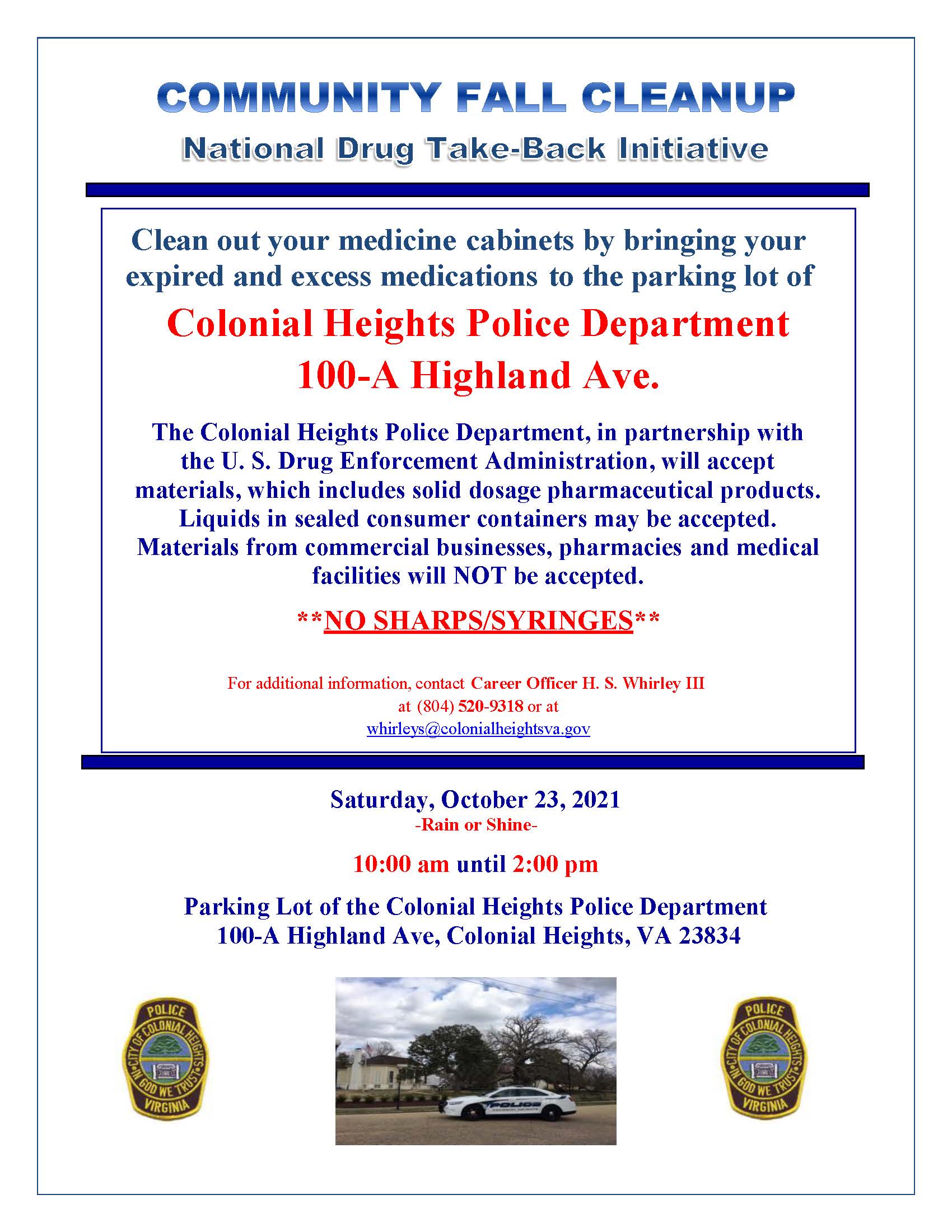 Drug Takeback - CHPD Flyer Fall 2021 Police Only
